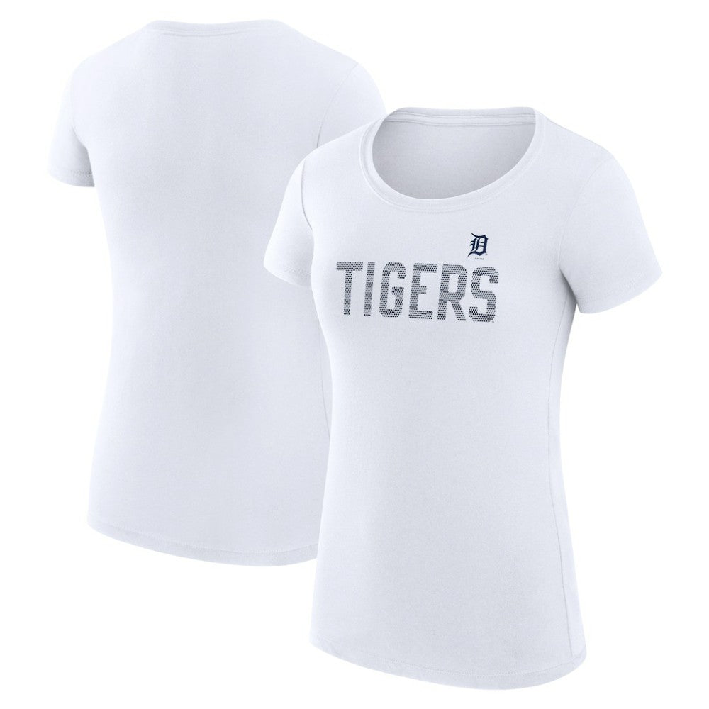 Detroit Tigers G-III 4Her by Carl Banks Women's Super-Slim Fit Lightweight Dot Print T-Shirt - White T-shirts
