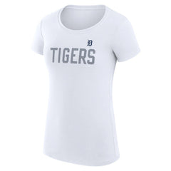 Detroit Tigers G-III 4Her by Carl Banks Women's Super-Slim Fit Lightweight Dot Print T-Shirt - White T-shirts