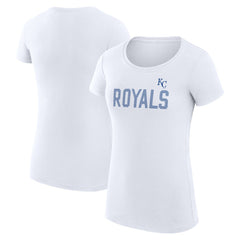 Kansas City Royals G-III 4Her by Carl Banks Women's Super-Slim Fit Lightweight Dot Print T-Shirt - White T-shirts
