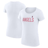 Los Angeles Angels G-III 4Her by Carl Banks Women's Super-Slim Fit Lightweight Dot Print T-Shirt - White T-shirts