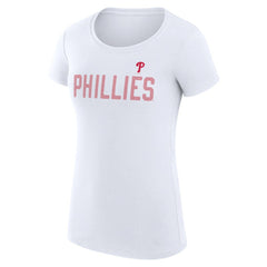 Philadelphia Phillies G-III 4Her by Carl Banks Women's Super-Slim Fit Lightweight Dot Print T-Shirt - White T-shirts