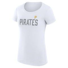 Pittsburgh Pirates G-III 4Her by Carl Banks Women's Super-Slim Fit Lightweight Dot Print T-Shirt - White T-shirts