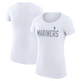 Seattle Mariners G-III 4Her by Carl Banks Women's Super-Slim Fit Lightweight Dot Print T-Shirt - White T-shirts