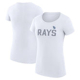 Tampa Bay Rays G-III 4Her by Carl Banks Women's Super-Slim Fit Lightweight Dot Print T-Shirt - White T-shirts