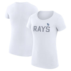 Tampa Bay Rays G-III 4Her by Carl Banks Women's Super-Slim Fit Lightweight Dot Print T-Shirt - White T-shirts