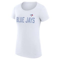 Toronto Blue Jays G-III 4Her by Carl Banks Women's Super-Slim Fit Lightweight Dot Print T-Shirt - White T-shirts