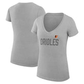 Baltimore Orioles G-III 4Her by Carl Banks Women's Super-Slim Fit Lightweight Dot Print V-Neck T-Shirt - Gray T-shirts