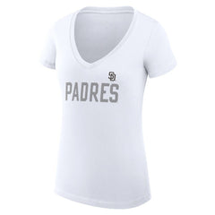 San Diego Padres G-III 4Her by Carl Banks Women's Super-Slim Fit Lightweight Dot Print V-Neck T-Shirt - White T-shirts
