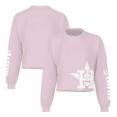 Houston Astros Fanatics Women's Cropped Slouchy Long Sleeve T-Shirt - Pink T-shirts
