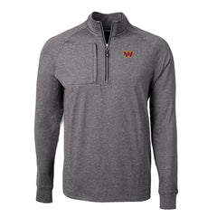 Washington Commanders Cutter & Buck Big & Tall Adapt Eco Knit Quarter-Zip Pullover Top Heather Black