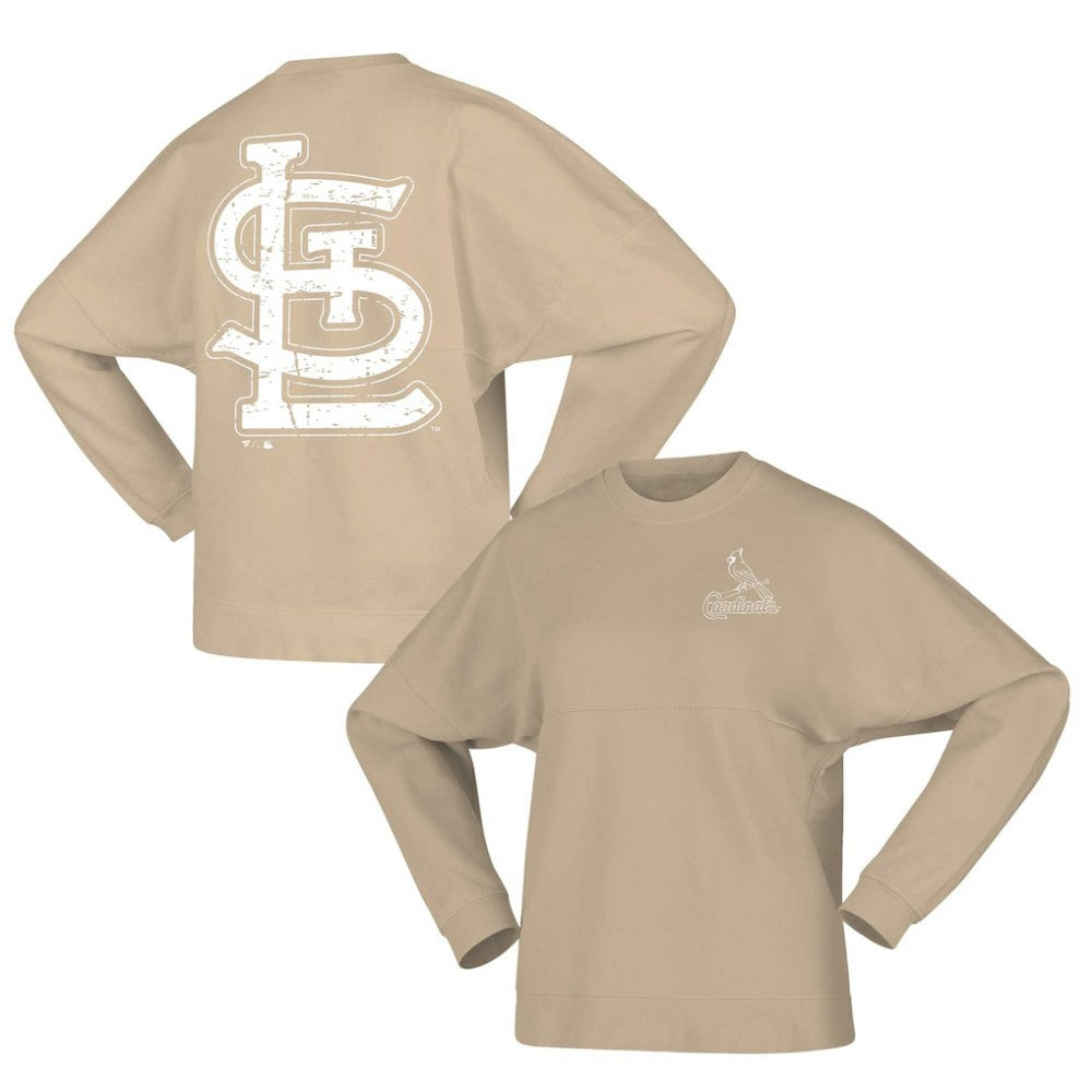 St. Louis Cardinals Fanatics Women's Branded Fleece Pullover Sweatshirt - Tan Pullover