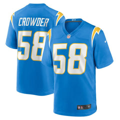 NFL Tae Crowder Los Angeles Chargers Team Game Jersey - Powder Blue