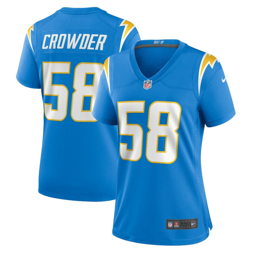 NFL Tae Crowder Los Angeles Chargers Women's Team Game Jersey - Powder Blue