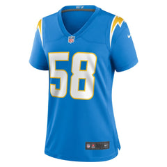NFL Tae Crowder Los Angeles Chargers Women's Team Game Jersey - Powder Blue