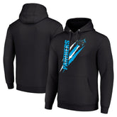 Carolina Panthers Starter Unisex Color Scratch Fleece Pullover Hoodie Black