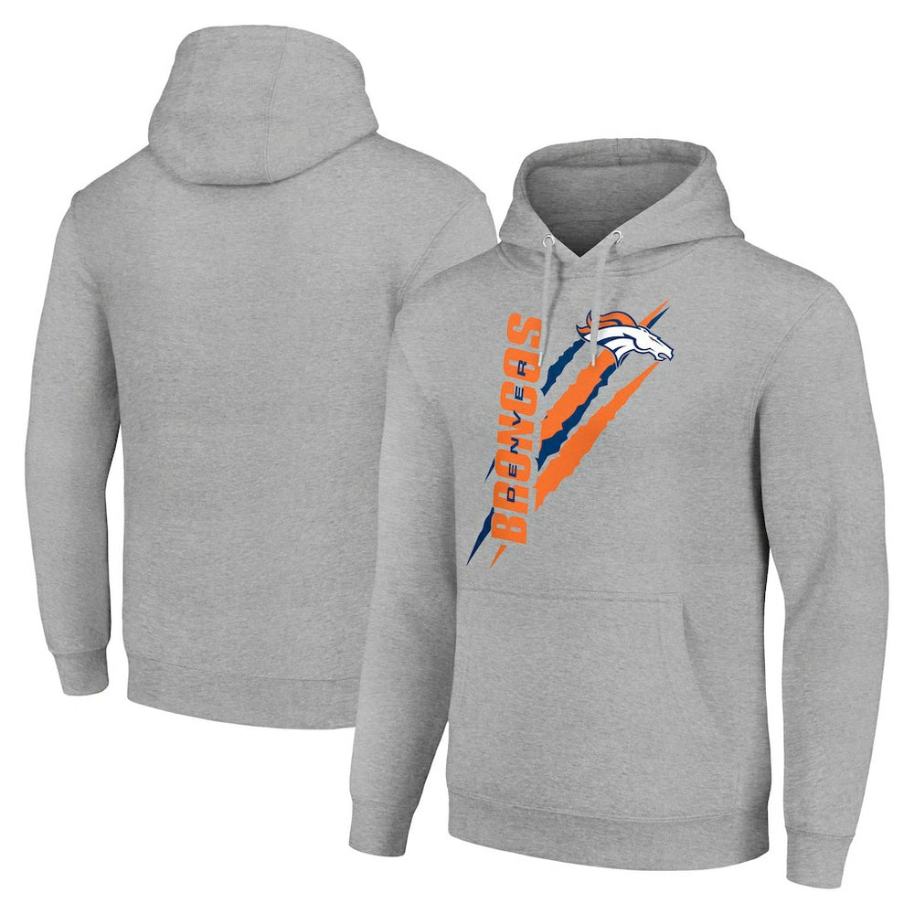 Denver Broncos Starter Unisex Color Scratch Fleece Pullover Hoodie Heather Gray
