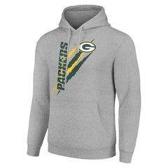 Green Bay Packers Starter Unisex Color Scratch Fleece Pullover Hoodie Heather Gray