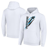 Carolina Panthers Starter Unisex Color Scratch Fleece Pullover Hoodie White