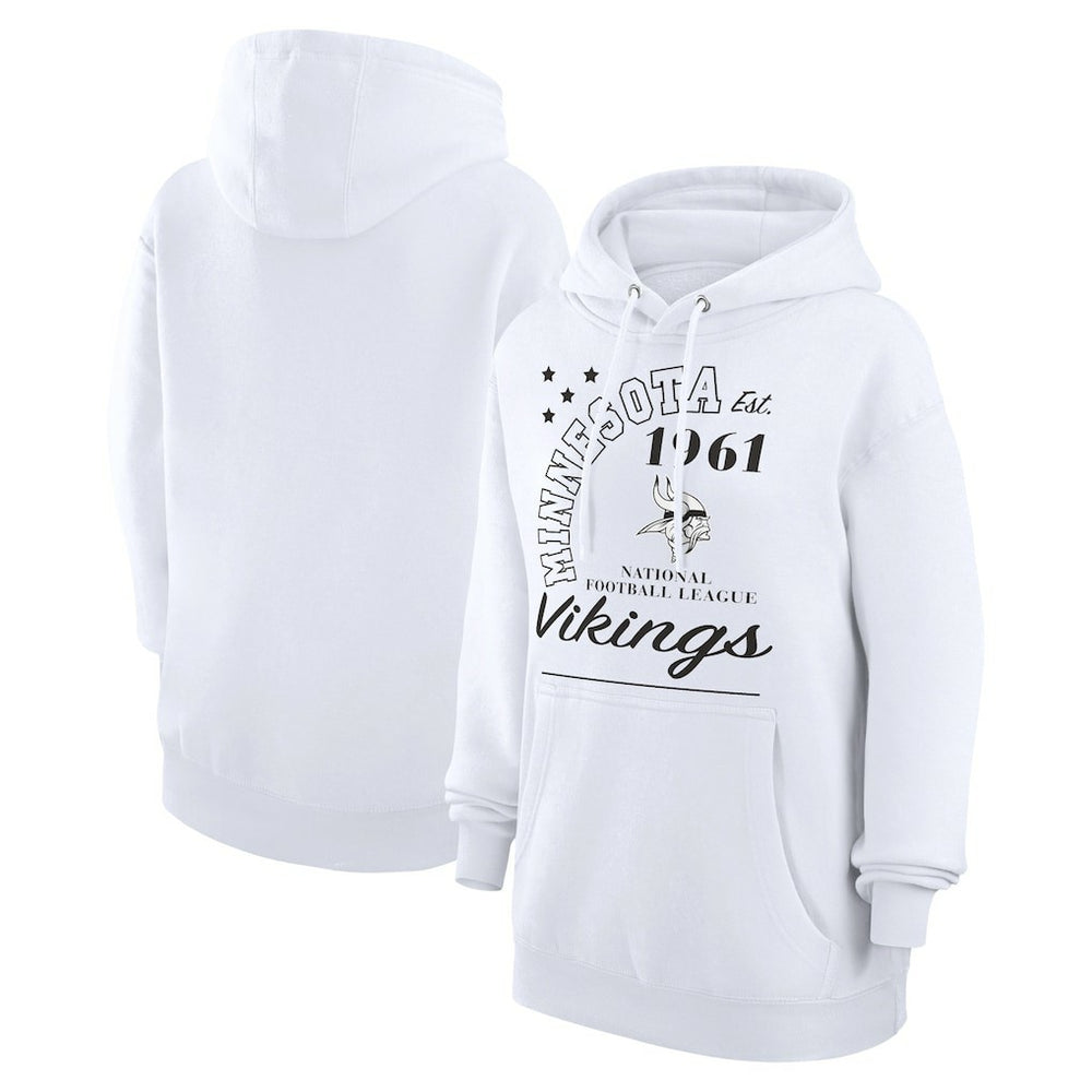 Minnesota Vikings Starter Unisex Arch Team Fleece Pullover Hoodie White