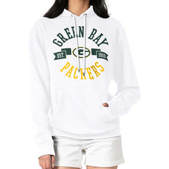 Green Bay Packers G-III 4Her by Carl Banks Women's City Graphic Team Fleece Pullover Hoodie White