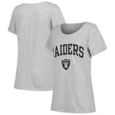 Las Vegas Raiders Women's Plus Size Arch Over Logo T-Shirt Heather Gray