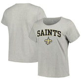 New Orleans Saints Women's Plus Size Arch Over Logo T-Shirt Heather Gray