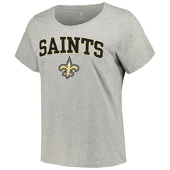New Orleans Saints Women's Plus Size Arch Over Logo T-Shirt Heather Gray