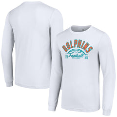 Miami Dolphins Starter Half Ball Team Long Sleeve T-Shirt White