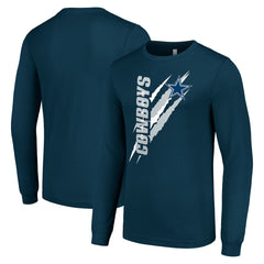 Dallas Cowboys Starter Color Scratch Long Sleeve T-Shirt Navy
