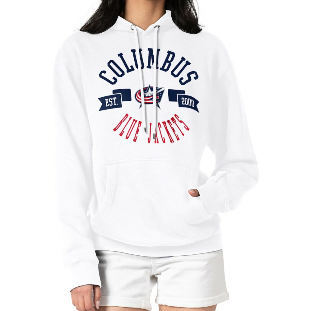 NHL Columbus Blue Jackets G-III 4Her by Carl Banks Women's City Graphic Fleece Pullover Hoodie - White