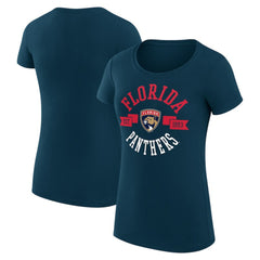 NHL Florida Panthers G-III 4Her by Carl Banks Women's Super-Slim Fit Lightweight City Graphic Sport Crewneck T-Shirt - Navy