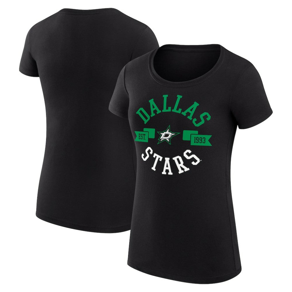 NHL Dallas Stars G-III 4Her by Carl Banks Women's Super-Slim Fit Lightweight City Graphic Sport Crewneck T-Shirt - Black