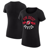NHL New Jersey Devils G-III 4Her by Carl Banks Women's Super-Slim Fit Lightweight City Graphic Sport Crewneck T-Shirt - Black