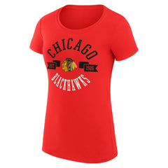 NHL Chicago Blackhawks G-III 4Her by Carl Banks Women's Super-Slim Fit Lightweight City Graphic Sport Crewneck T-Shirt - Red
