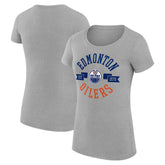 NHL Edmonton Oilers G-III 4Her by Carl Banks Women's Super-Slim Fit Lightweight City Graphic Sport Crewneck T-Shirt - Heather Gray