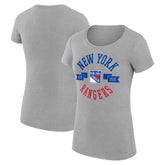 NHL New York Rangers G-III 4Her by Carl Banks Women's Super-Slim Fit Lightweight City Graphic Sport Crewneck T-Shirt - Heather Gray