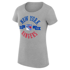 NHL New York Rangers G-III 4Her by Carl Banks Women's Super-Slim Fit Lightweight City Graphic Sport Crewneck T-Shirt - Heather Gray