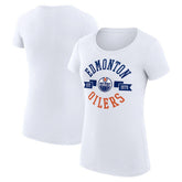 NHL Edmonton Oilers G-III 4Her by Carl Banks Women's Super-Slim Fit Lightweight City Graphic Sport Crewneck T-Shirt - White