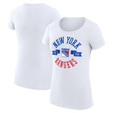 NHL New York Rangers G-III 4Her by Carl Banks Women's Super-Slim Fit Lightweight City Graphic Sport Crewneck T-Shirt - White