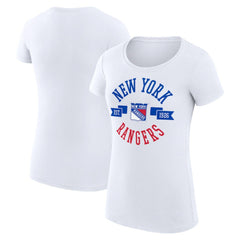 NHL New York Rangers G-III 4Her by Carl Banks Women's Super-Slim Fit Lightweight City Graphic Sport Crewneck T-Shirt - White