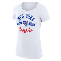 NHL New York Rangers G-III 4Her by Carl Banks Women's Super-Slim Fit Lightweight City Graphic Sport Crewneck T-Shirt - White