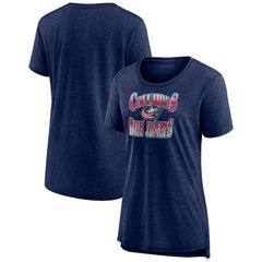 NHL Columbus Blue Jackets Women's Crash the Net Tri-Blend T-Shirt - Navy