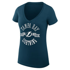 NHL Tampa Bay Lightning G-III 4Her by Carl Banks Women's Super-Slim Fit Lightweight City Graphic V-Neck T-Shirt - Navy