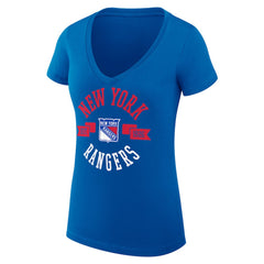 NHL New York Rangers G-III 4Her by Carl Banks Women's Super-Slim Fit Lightweight City Graphic V-Neck T-Shirt - Royal