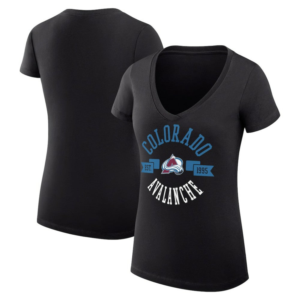 NHL Colorado Avalanche G-III 4Her by Carl Banks Women's Super-Slim Fit Lightweight City Graphic V-Neck T-Shirt - Black