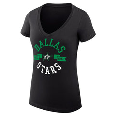 NHL Dallas Stars G-III 4Her by Carl Banks Women's Super-Slim Fit Lightweight City Graphic V-Neck T-Shirt - Black