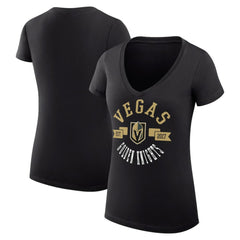 NHL Vegas Golden Knights G-III 4Her by Carl Banks Women's Super-Slim Fit Lightweight City Graphic V-Neck T-Shirt - Black