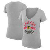 NHL Chicago Blackhawks G-III 4Her by Carl Banks Women's Super-Slim Fit Lightweight City Graphic V-Neck T-Shirt - Heather Gray