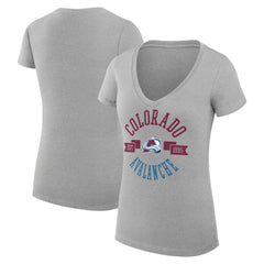 NHL Colorado Avalanche G-III 4Her by Carl Banks Women's Super-Slim Fit Lightweight City Graphic V-Neck T-Shirt - Heather Gray