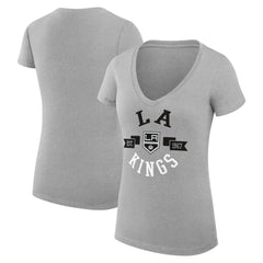 NHL Los Angeles Kings G-III 4Her by Carl Banks Women's Super-Slim Fit Lightweight City Graphic V-Neck T-Shirt - Heather Gray